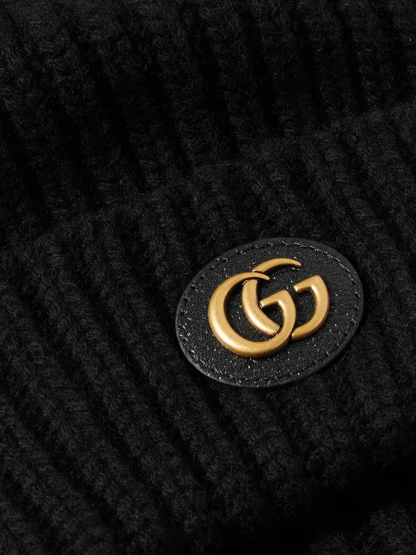 Gucci Victor Appliquéd Ribbed Wool And Cashmere-blend Beanie | Thumbnail 3