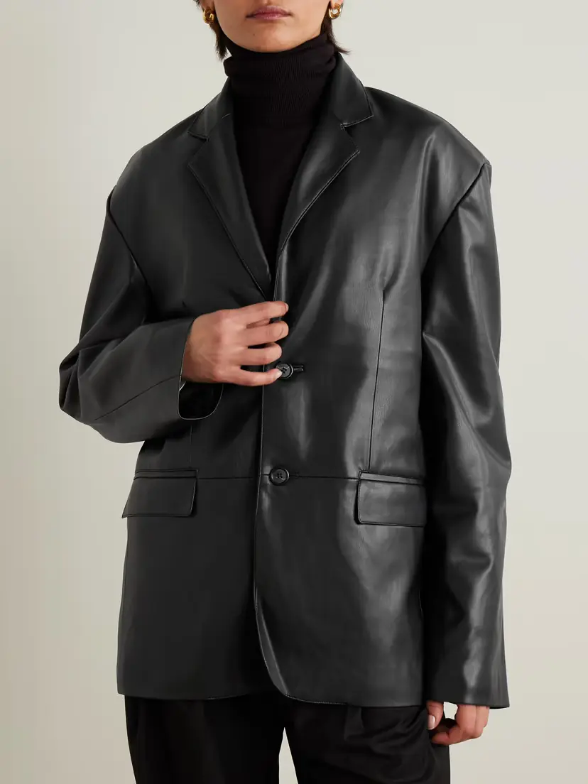 The Frankie Shop Olympia Faux Leather Blazer | Thumbnail 3