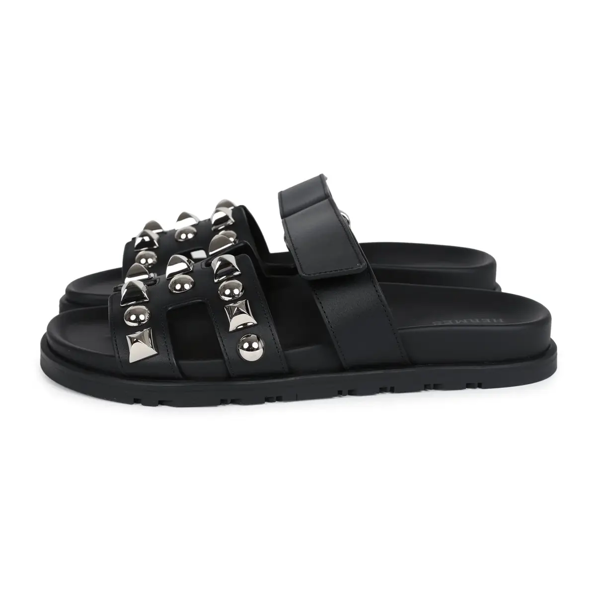 HERMÈS Hermes Chypre Techno Sandals Black Studded Calfskin Palladium Hardware 37.5 EU | Thumbnail 5 HERMÈS Hermes Chypre Techno Sandals Black Studded Calfskin Palladium Hardware 37.5 EU | Thumbnail 5