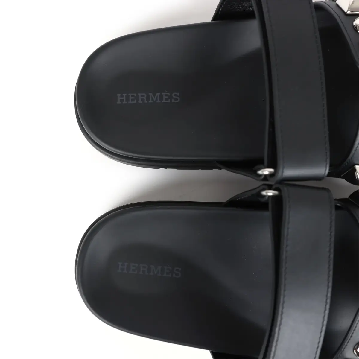 HERMÈS Hermes Chypre Techno Sandals Black Studded Calfskin Palladium Hardware 37.5 EU | Thumbnail 8 HERMÈS Hermes Chypre Techno Sandals Black Studded Calfskin Palladium Hardware 37.5 EU | Thumbnail 8