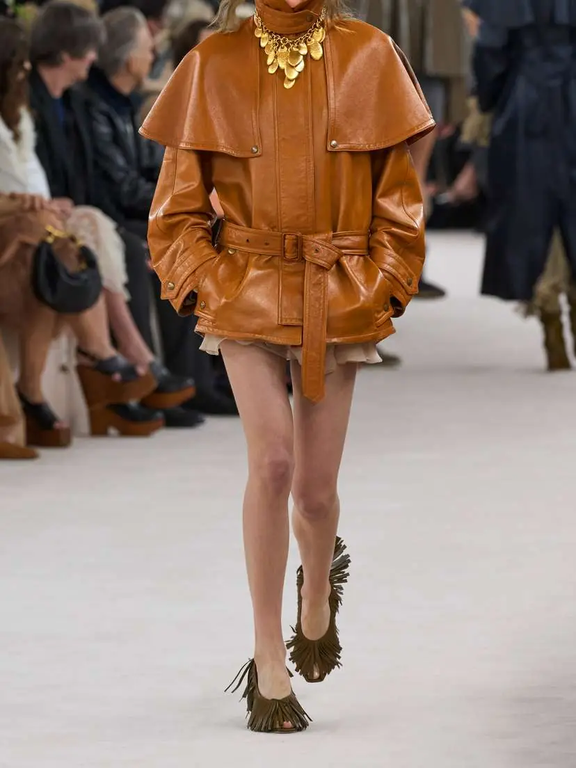 Chloé Cape-effect Belted Leather Jacket | Thumbnail 5 Chloé Cape-effect Belted Leather Jacket | Thumbnail 5