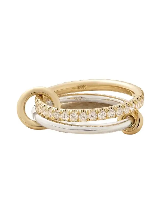 Emi Set Of Two 18-karat Gold And Sterling Silver Diamond Rings