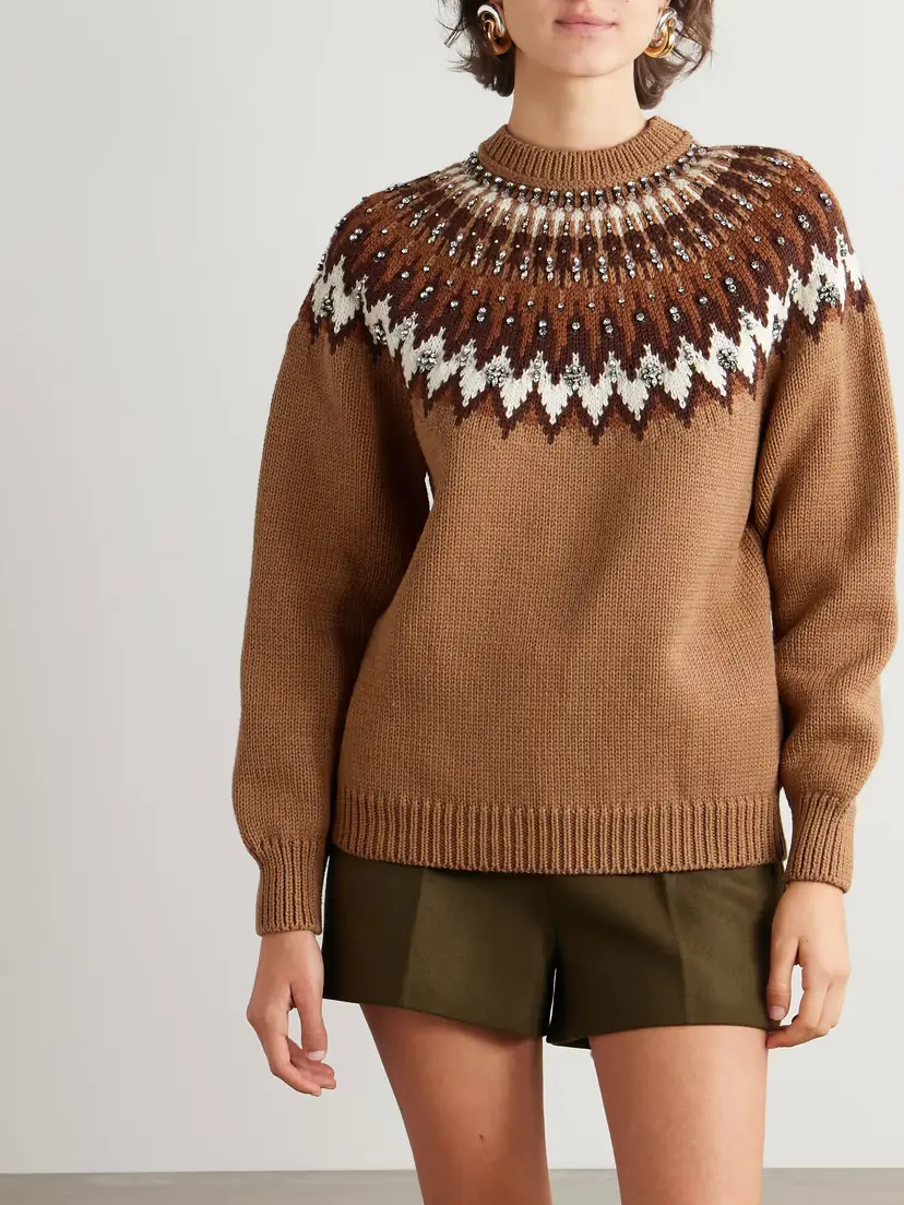Gucci Crystal-embellished Fair Isle Wool-blend Sweater | Thumbnail 3 Gucci Crystal-embellished Fair Isle Wool-blend Sweater | Thumbnail 3