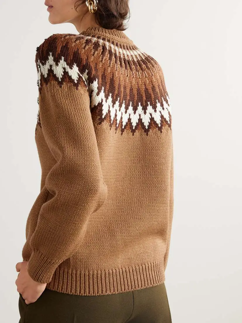 Gucci Crystal-embellished Fair Isle Wool-blend Sweater | Thumbnail 4 Gucci Crystal-embellished Fair Isle Wool-blend Sweater | Thumbnail 4