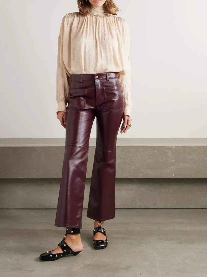 Chloé Cropped Leather Flared Pants | Thumbnail 2