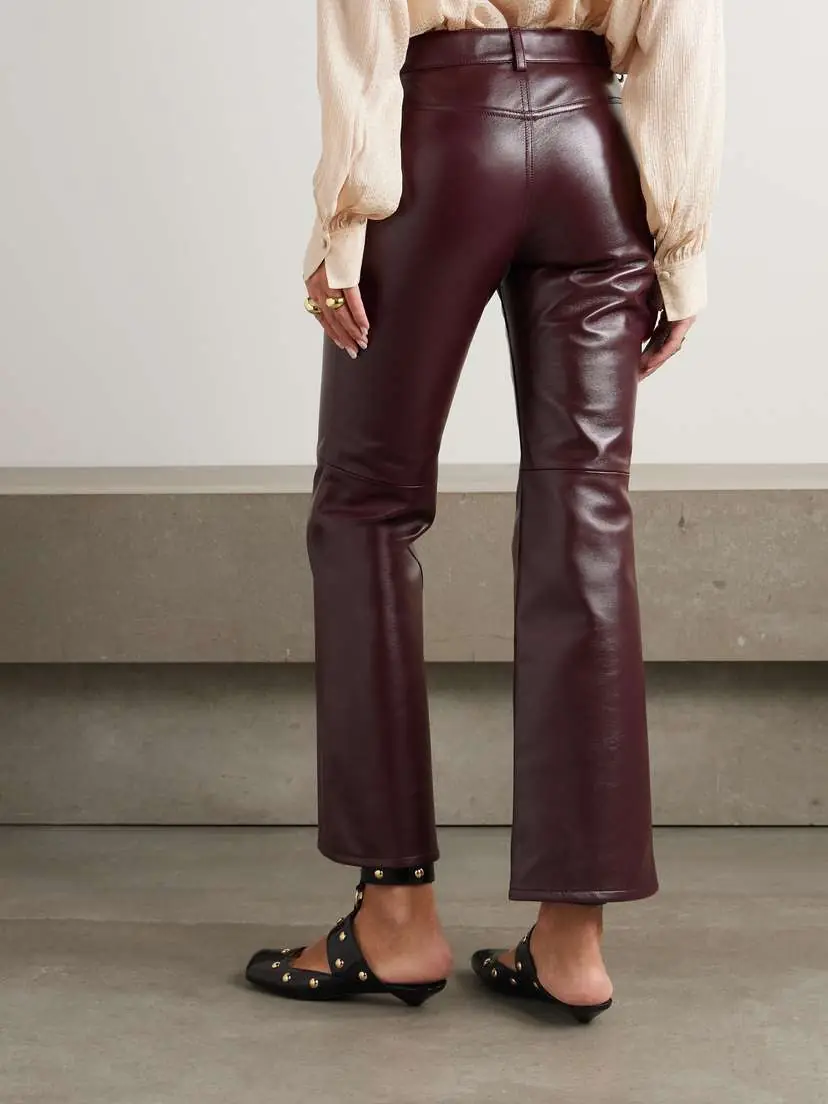 Chloé Cropped Leather Flared Pants | Thumbnail 3