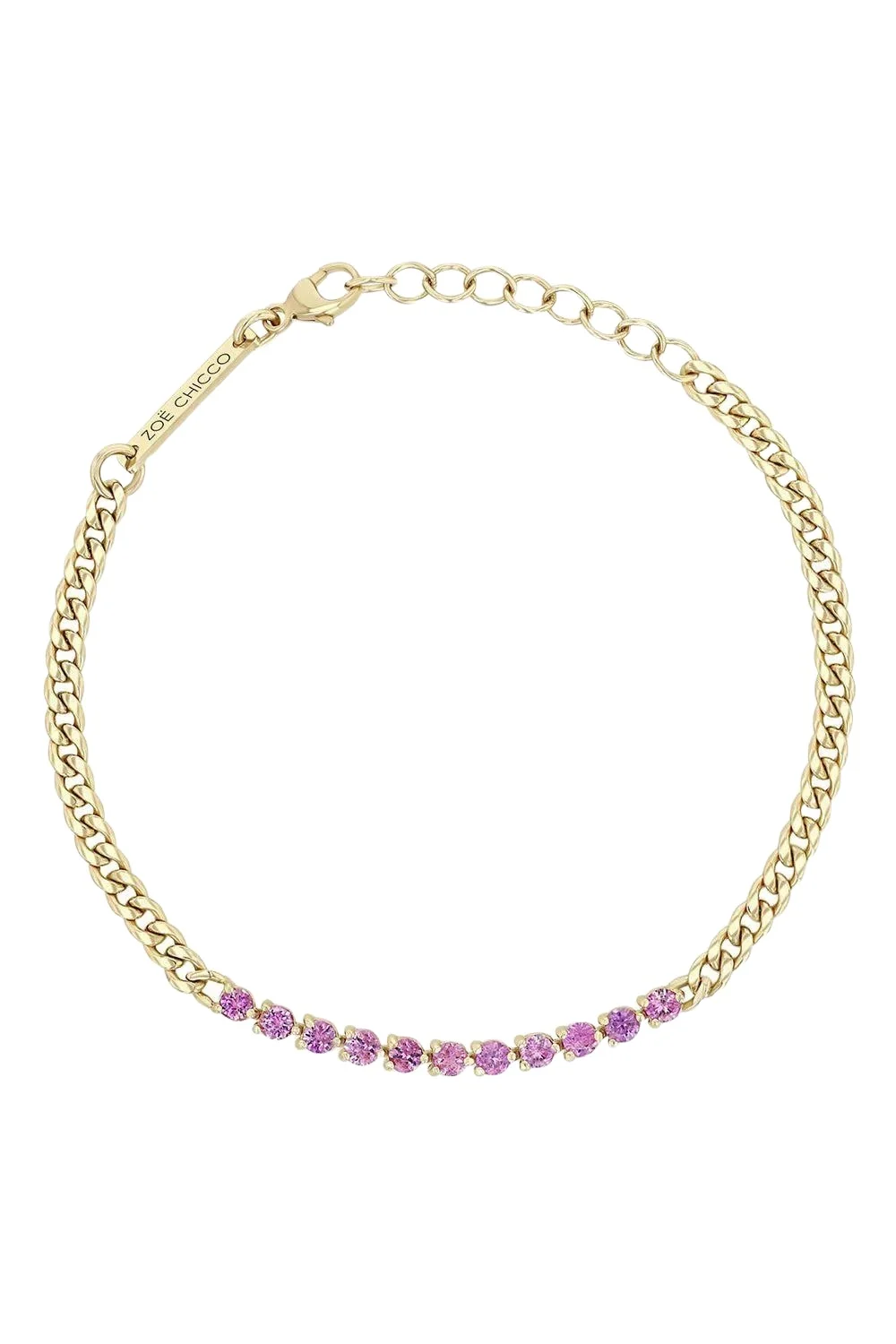 Small Sapphire Tennis Segment Curb Chain Bracelet