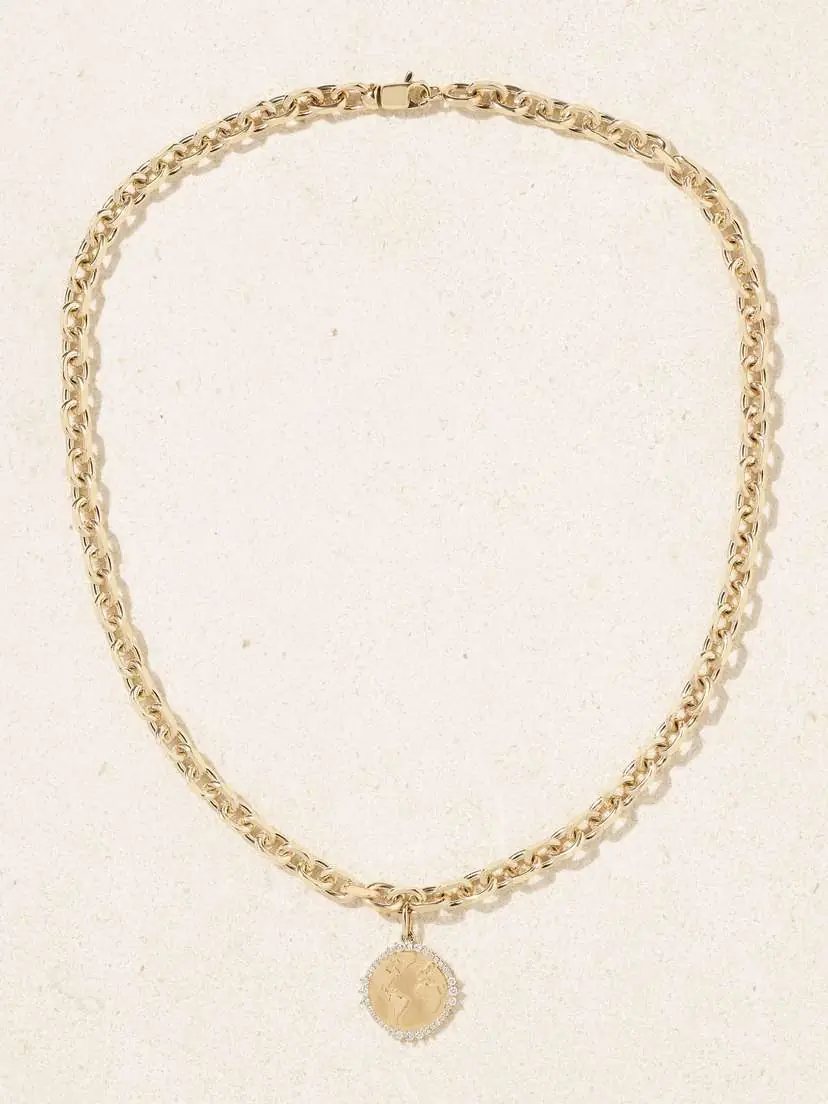 Sydney Evan World Traveler 14-karat Gold Diamond Necklace | Thumbnail 4