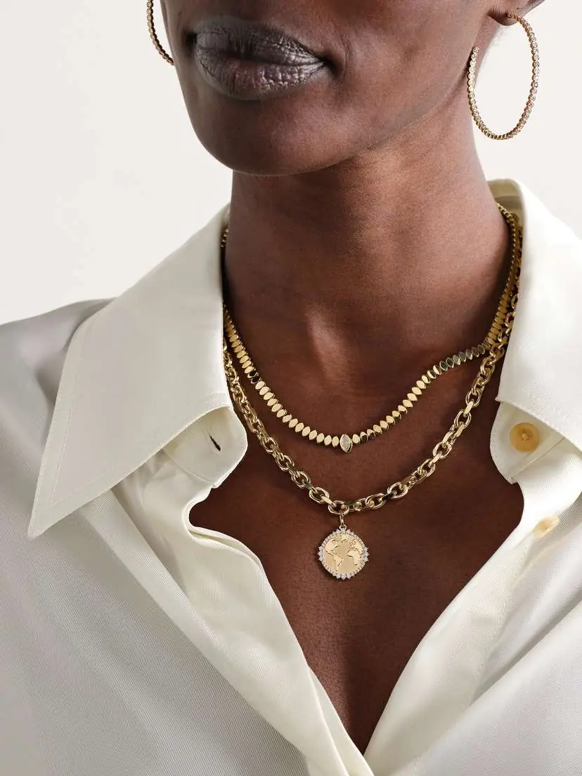 Sydney Evan World Traveler 14-karat Gold Diamond Necklace | Thumbnail 5