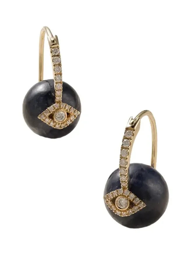 Evil Eye 14-karat Gold, Sapphire And Diamond Earrings - Black Evil Eye 14-karat Gold, Sapphire And Diamond Earrings - Black