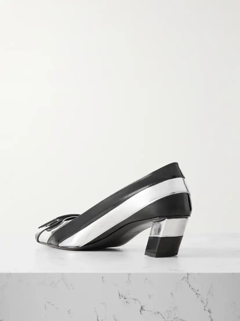 Roger Vivier Belle Vivier 45 Embellished Striped Metallic And Patent-leather Pumps | Thumbnail 3