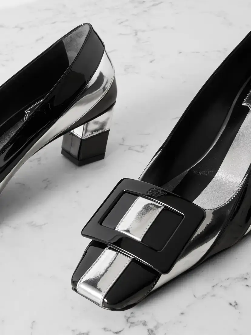 Roger Vivier Belle Vivier 45 Embellished Striped Metallic And Patent-leather Pumps | Thumbnail 4