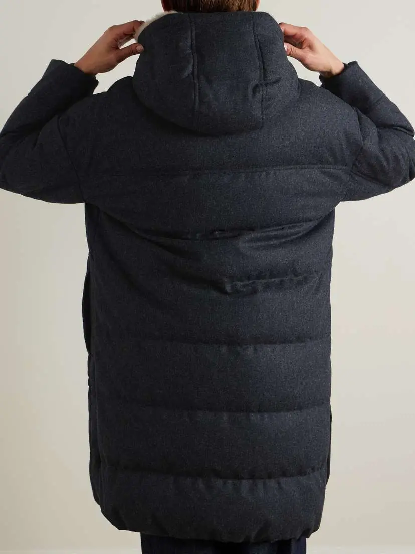Brunello Cucinelli Hooded Faux Fur-trimmed Quilted Wool Down Coat | Thumbnail 4