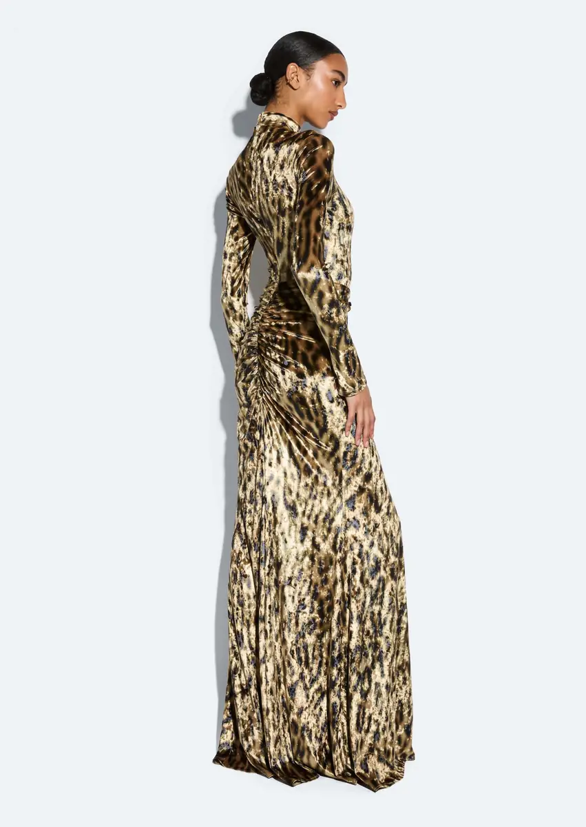 LAPOINTE Velvet Leopard Ruched Maxi Skirt | Thumbnail 2 LAPOINTE Velvet Leopard Ruched Maxi Skirt | Thumbnail 2