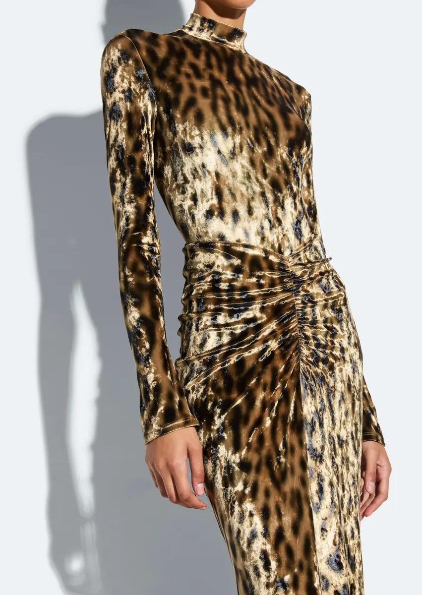 LAPOINTE Velvet Leopard Ruched Maxi Skirt | Thumbnail 3 LAPOINTE Velvet Leopard Ruched Maxi Skirt | Thumbnail 3