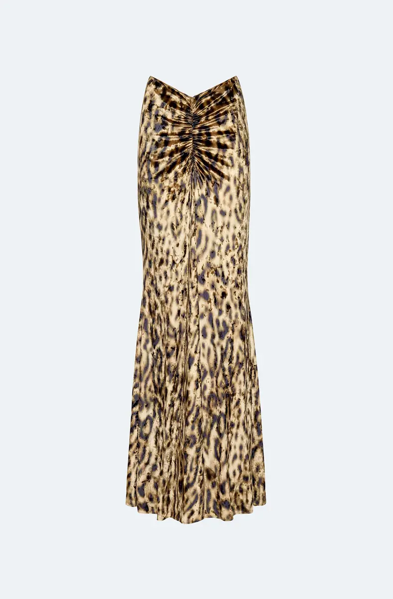 LAPOINTE Velvet Leopard Ruched Maxi Skirt | Thumbnail 4 LAPOINTE Velvet Leopard Ruched Maxi Skirt | Thumbnail 4