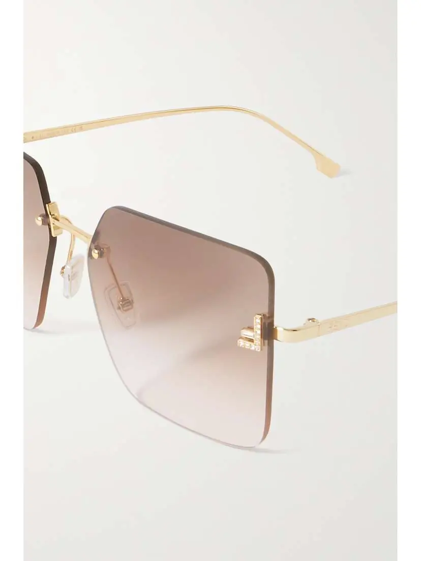 FENDI EYEWEAR Fendi First Oversized Square-frame Gold-tone Sunglasses | Thumbnail 4