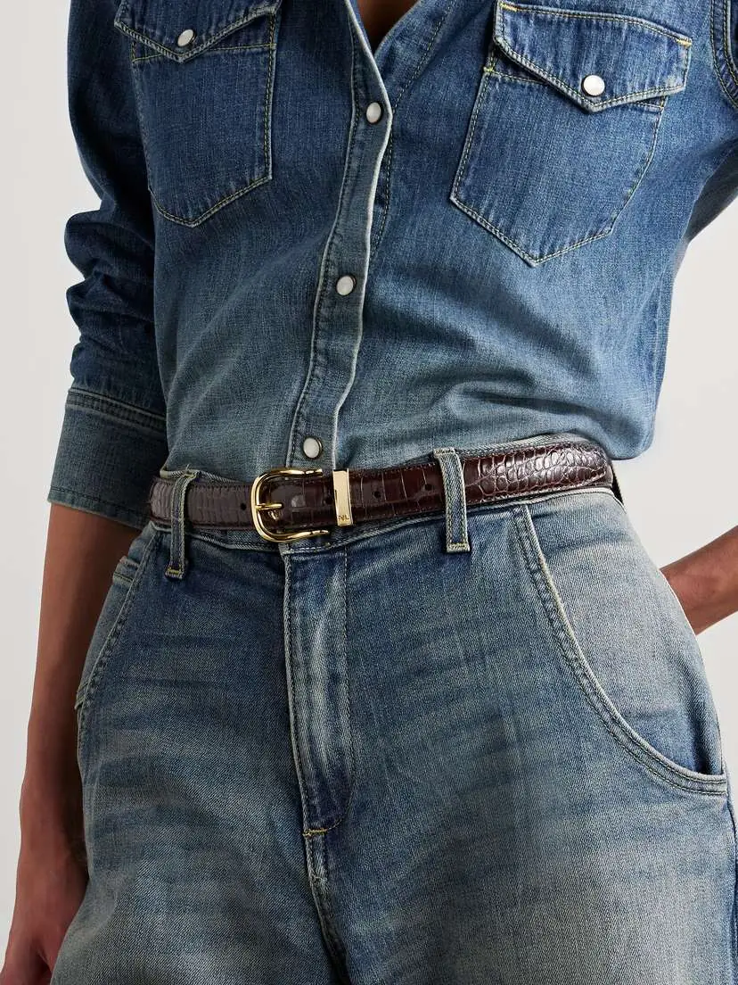 Nili Lotan Louise Croc-effect Leather Belt | Thumbnail 2 Nili Lotan Louise Croc-effect Leather Belt | Thumbnail 2