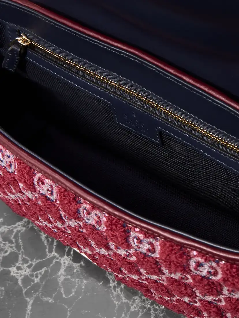 Gucci Gg Marmont 2.0 Embellished Embroidered Leather-trimmed Bouclé Shoulder Bag | Thumbnail 5 Gucci Gg Marmont 2.0 Embellished Embroidered Leather-trimmed Bouclé Shoulder Bag | Thumbnail 5