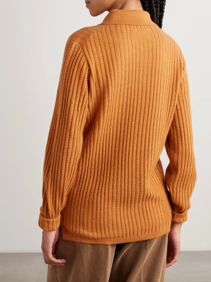 Guest In Residence Ribbed Waffle-knit Cashmere Polo Sweater | Thumbnail 4 Guest In Residence Ribbed Waffle-knit Cashmere Polo Sweater | Thumbnail 4