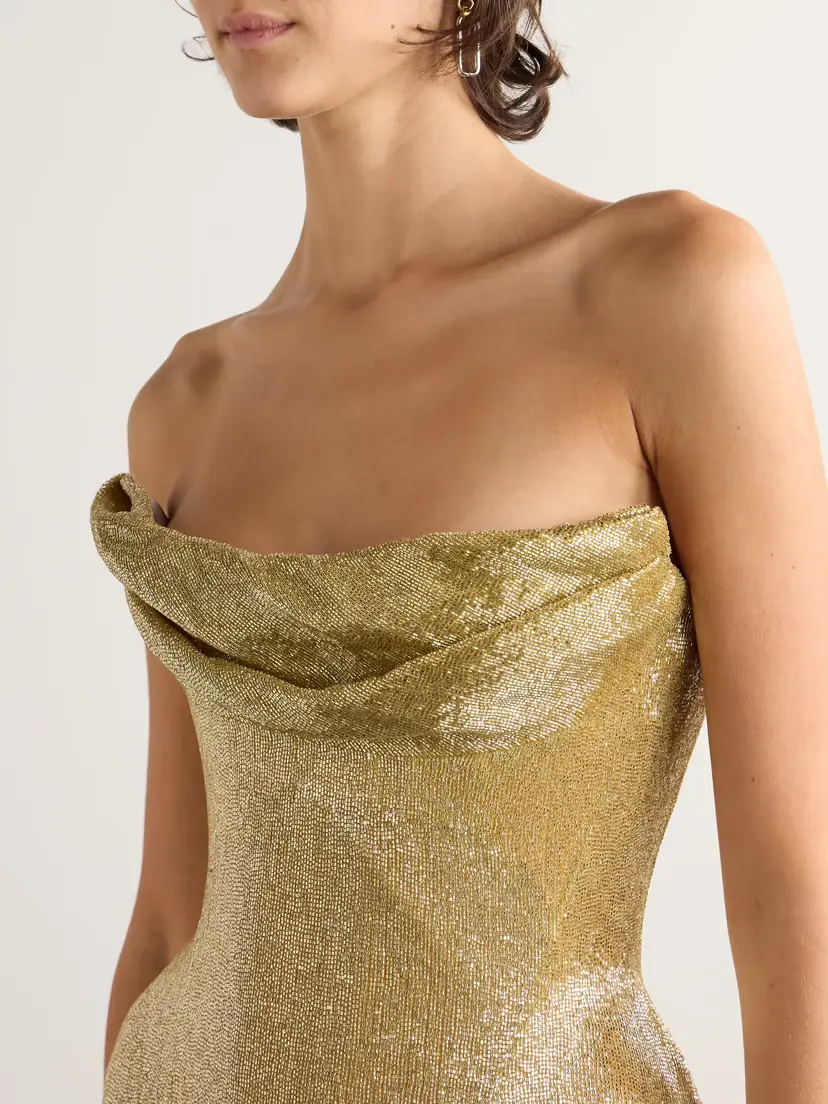 Wiederhoeft Beaded Strapless Chiffon Midi Dress | Thumbnail 5