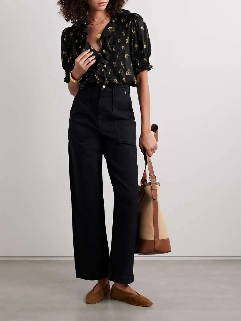 DÔEN Henri Ruffled Pintucked Floral-print Organic Cotton-blend Voile Top | Thumbnail 2 DÔEN Henri Ruffled Pintucked Floral-print Organic Cotton-blend Voile Top | Thumbnail 2