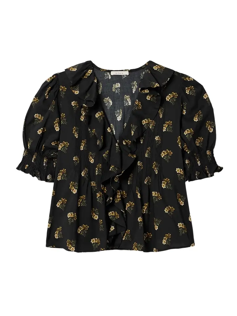 Henri Ruffled Pintucked Floral-print Organic Cotton-blend Voile Top Henri Ruffled Pintucked Floral-print Organic Cotton-blend Voile Top