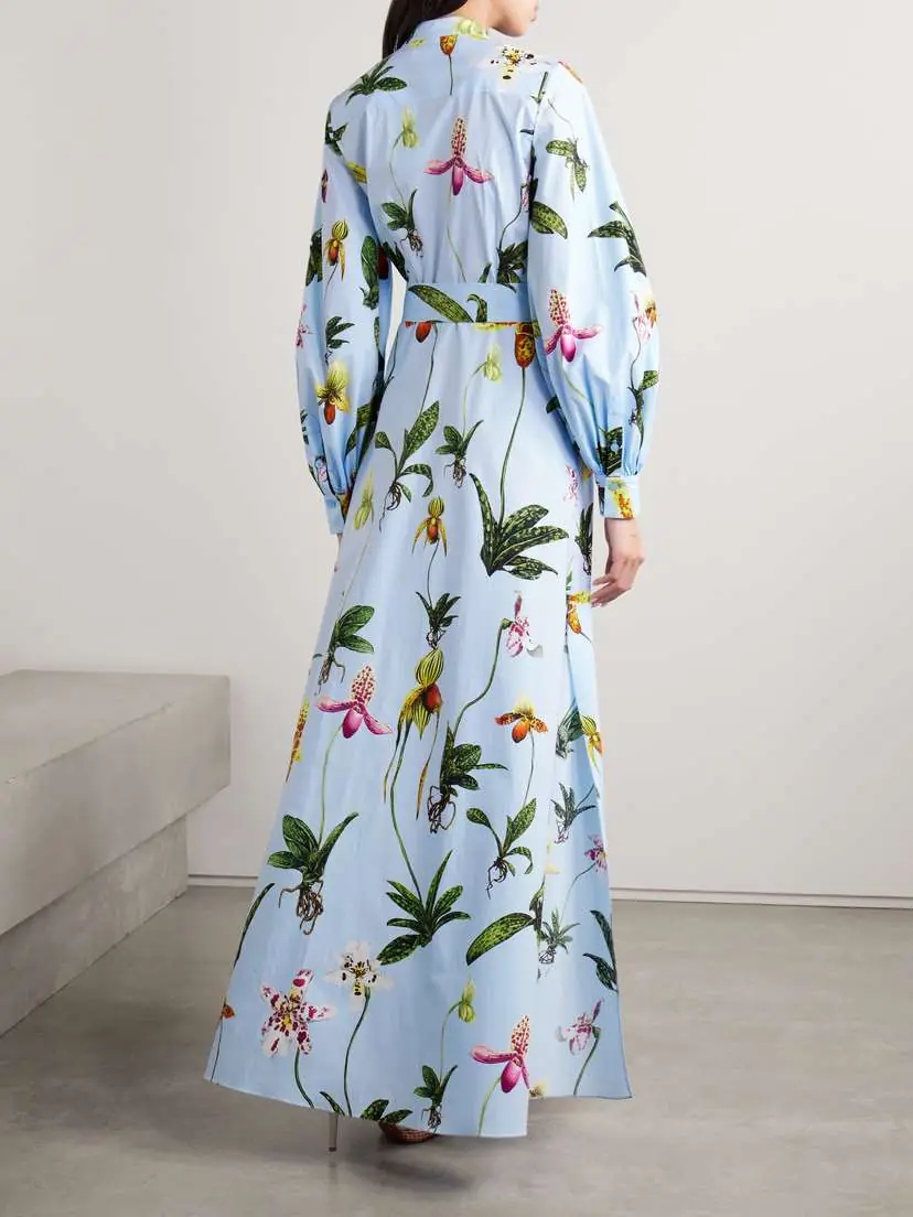 Oscar de la Renta Belted Floral-print Cotton-blend Poplin Maxi Shirt Dress | Thumbnail 3 Oscar de la Renta Belted Floral-print Cotton-blend Poplin Maxi Shirt Dress | Thumbnail 3