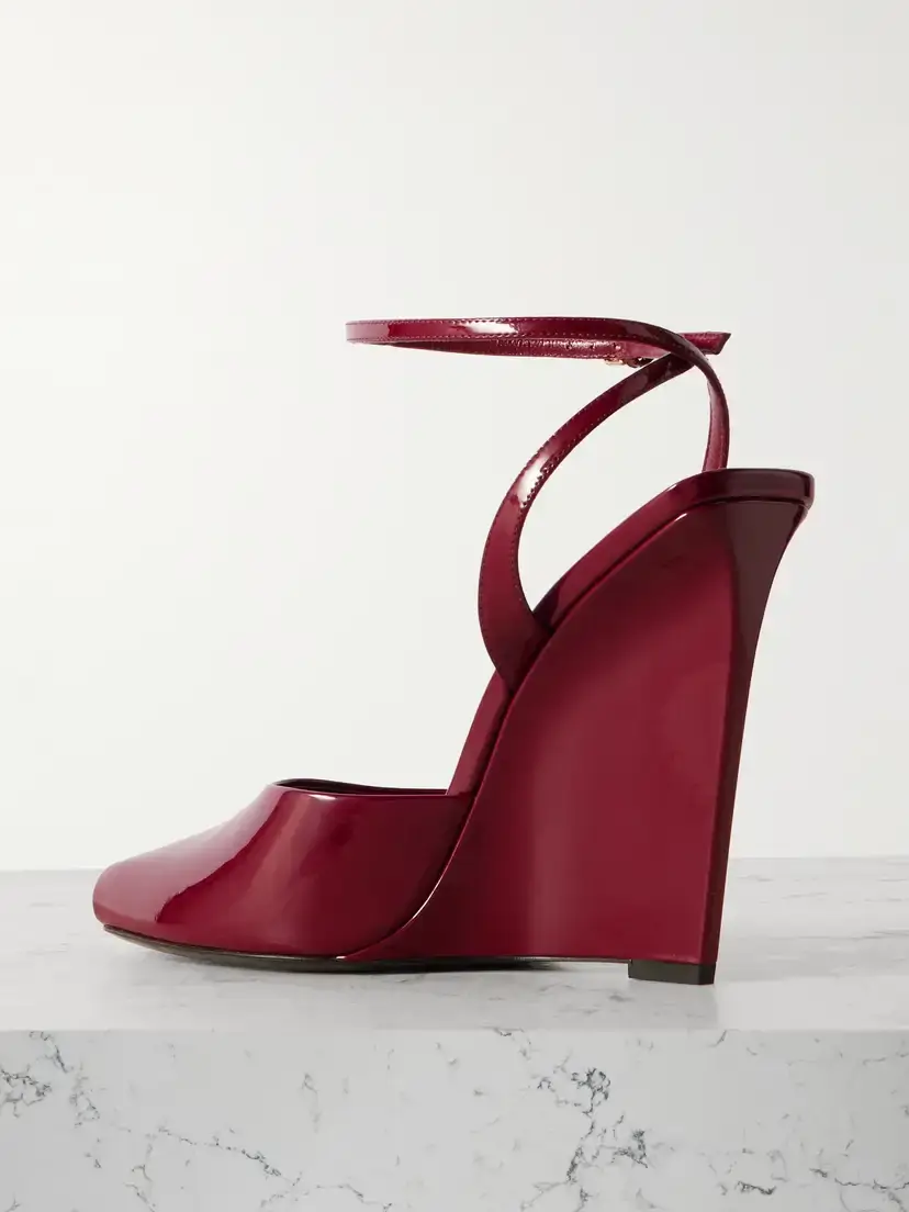 Saint Laurent La Scandale Patent-leather Wedge Sandals | Thumbnail 3 Saint Laurent La Scandale Patent-leather Wedge Sandals | Thumbnail 3