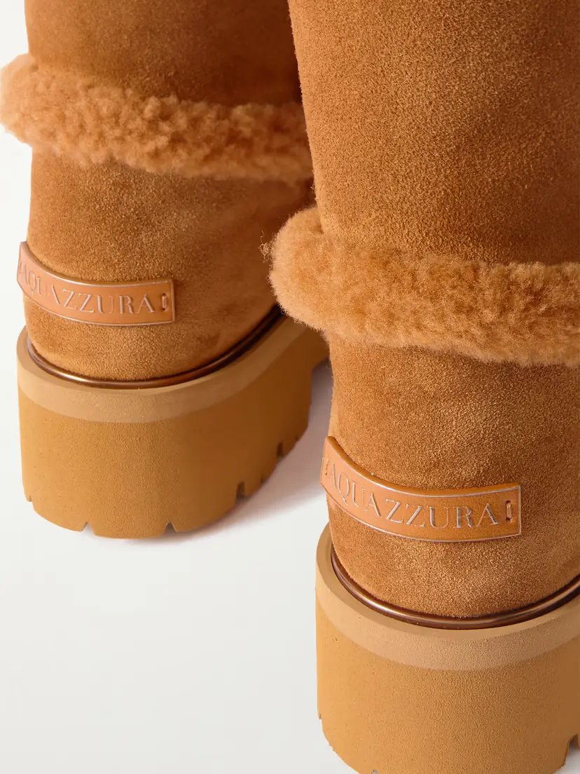Aquazzura Teddi Shearling-trimmed Suede Ankle Boots | Thumbnail 4