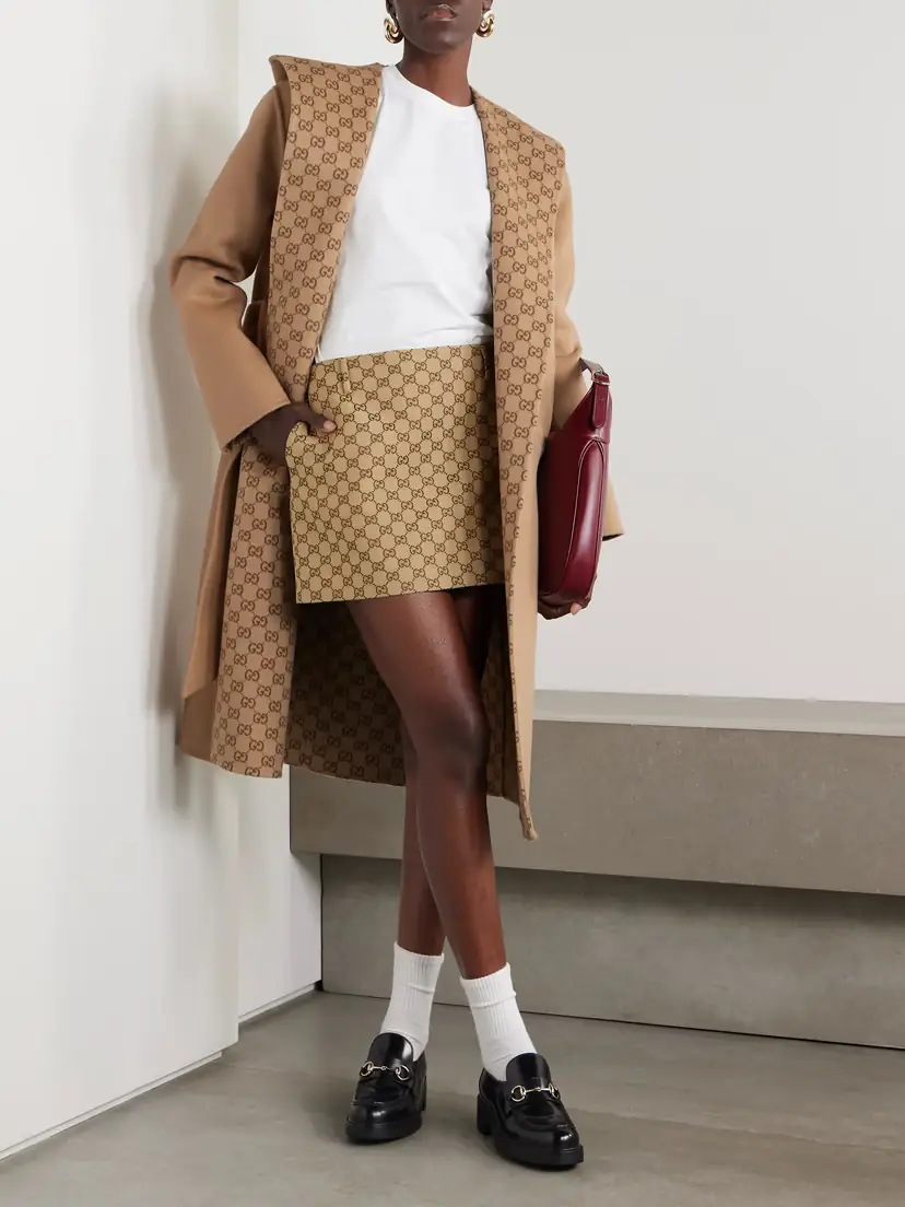 Gucci Reversible Hooded Belted Wool And Silk-blend Jacquard Coat | Thumbnail 2 Gucci Reversible Hooded Belted Wool And Silk-blend Jacquard Coat | Thumbnail 2