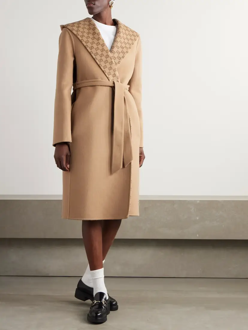 Gucci Reversible Hooded Belted Wool And Silk-blend Jacquard Coat | Thumbnail 3 Gucci Reversible Hooded Belted Wool And Silk-blend Jacquard Coat | Thumbnail 3