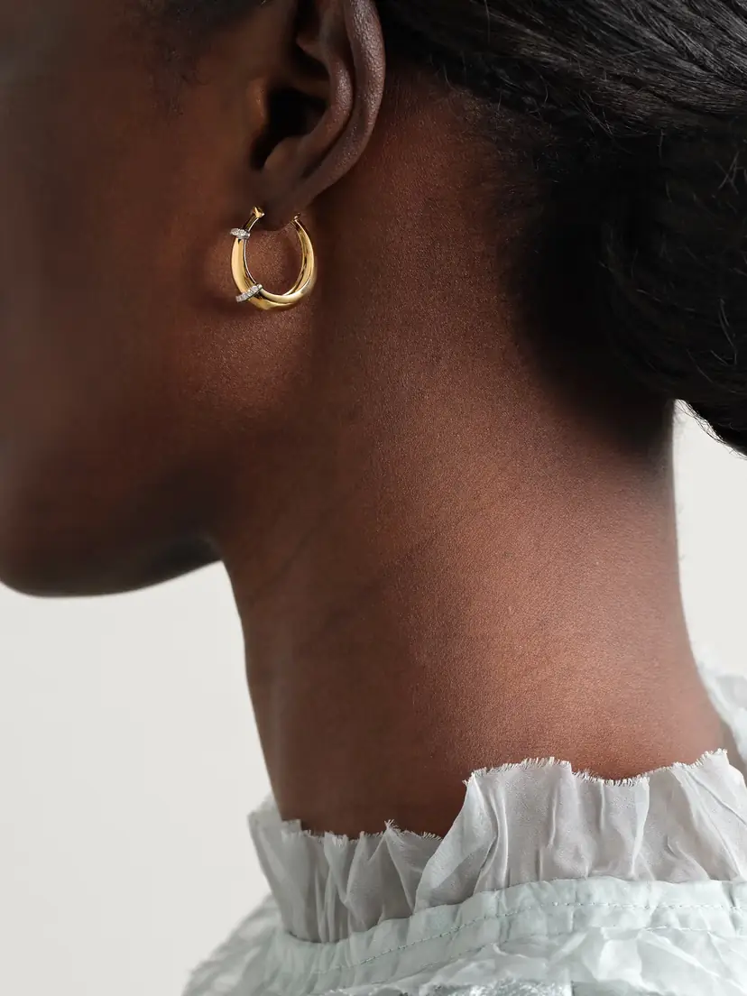 L’Atelier Nawbar Buoy 18-karat Yellow And Rhodium-plated White Gold Diamond Hoop Earrings | Thumbnail 2