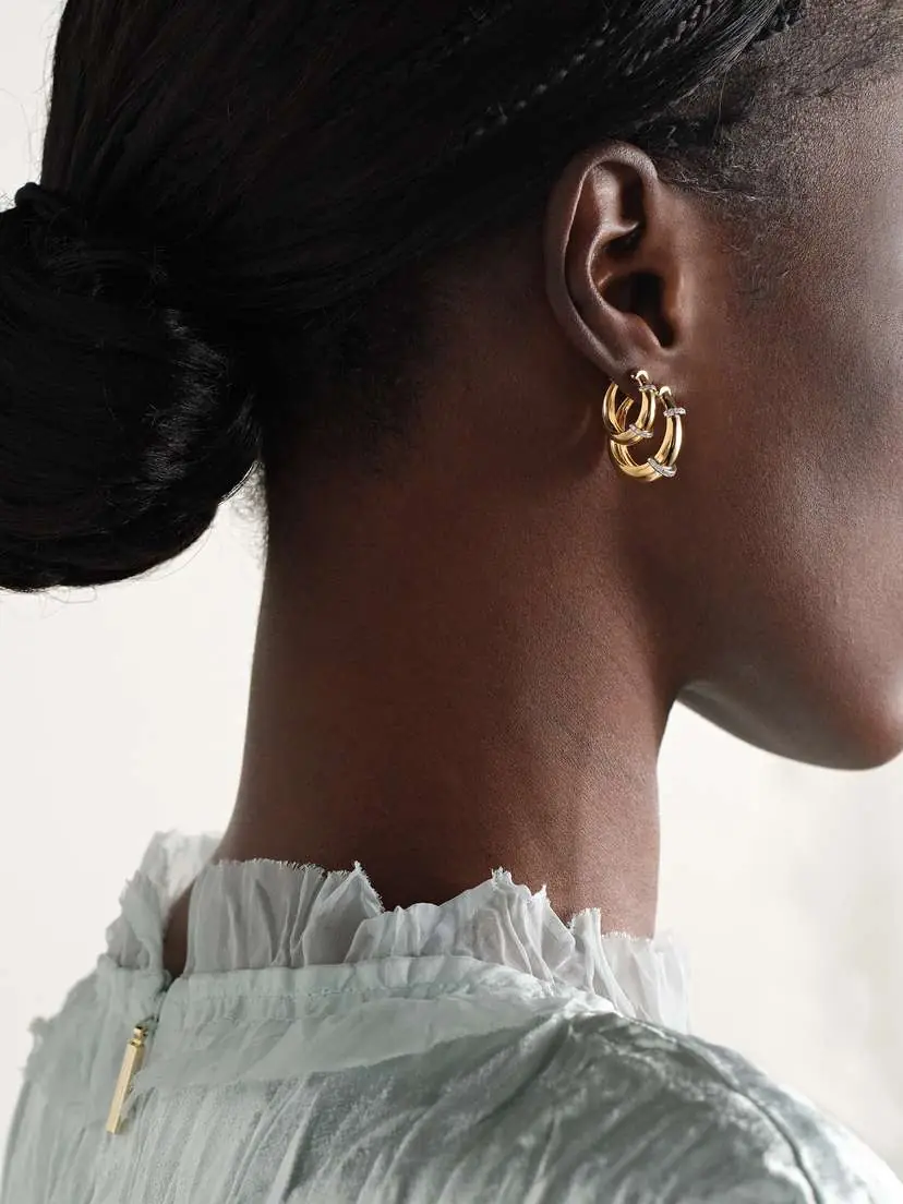 L’Atelier Nawbar Buoy 18-karat Yellow And Rhodium-plated White Gold Diamond Hoop Earrings | Thumbnail 4
