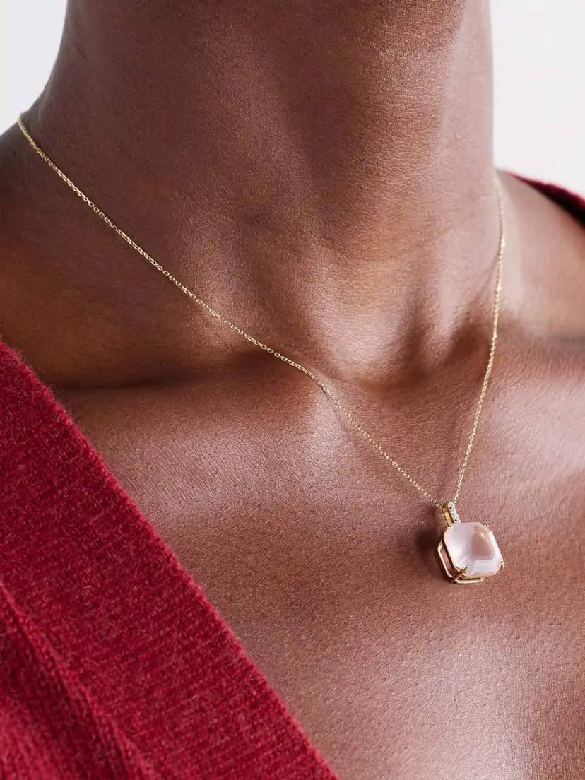 Mateo 14-karat Gold, Topaz And Diamond Necklace | Thumbnail 2