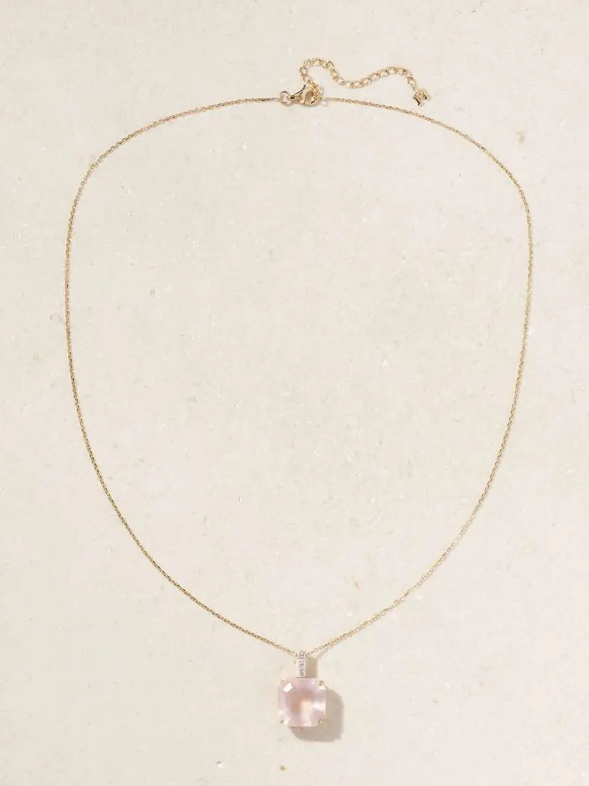 Mateo 14-karat Gold, Topaz And Diamond Necklace | Thumbnail 4