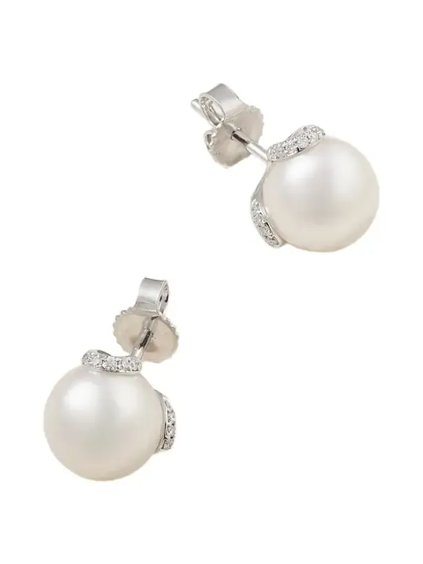 18-karat White Gold, Pearl And Diamond Earrings