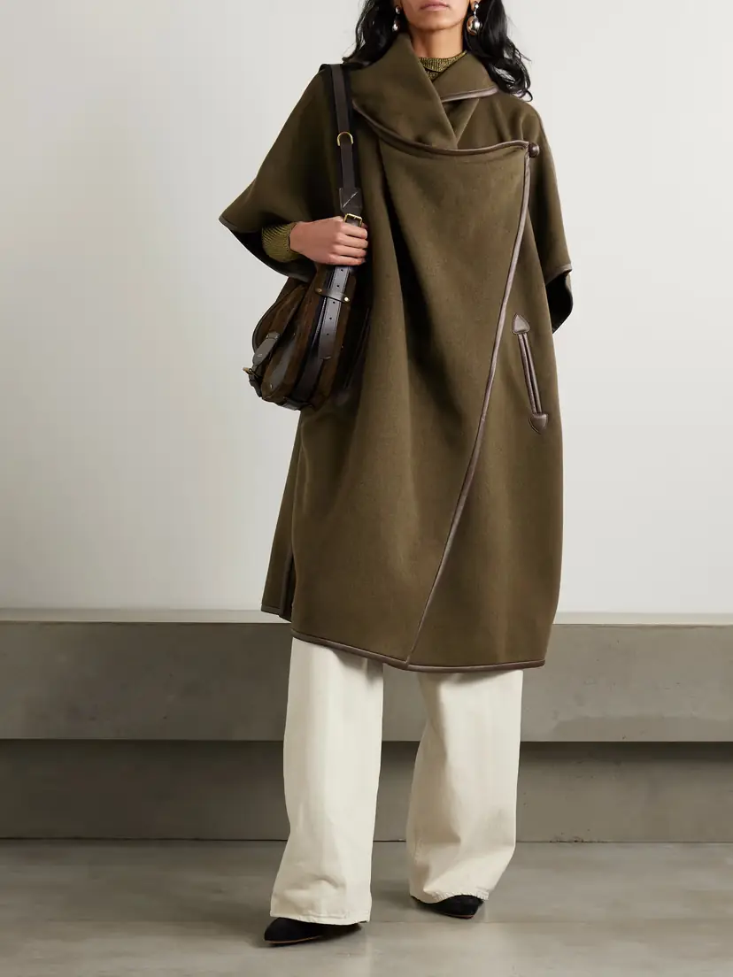 Isabel Marant Azali Leather-trimmed Wool-blend Coat | Thumbnail 2