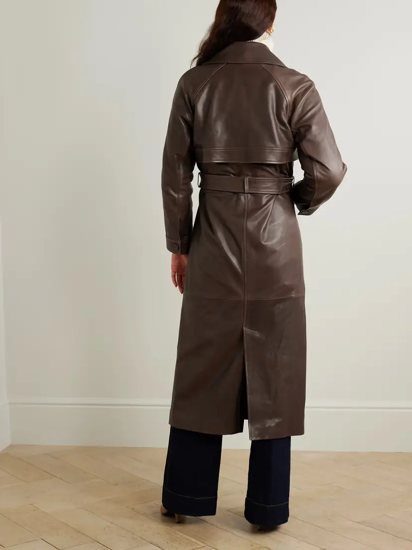 Nour Hammour Valetta Double-breasted Belted Leather Trench Coat | Thumbnail 3 Nour Hammour Valetta Double-breasted Belted Leather Trench Coat | Thumbnail 3