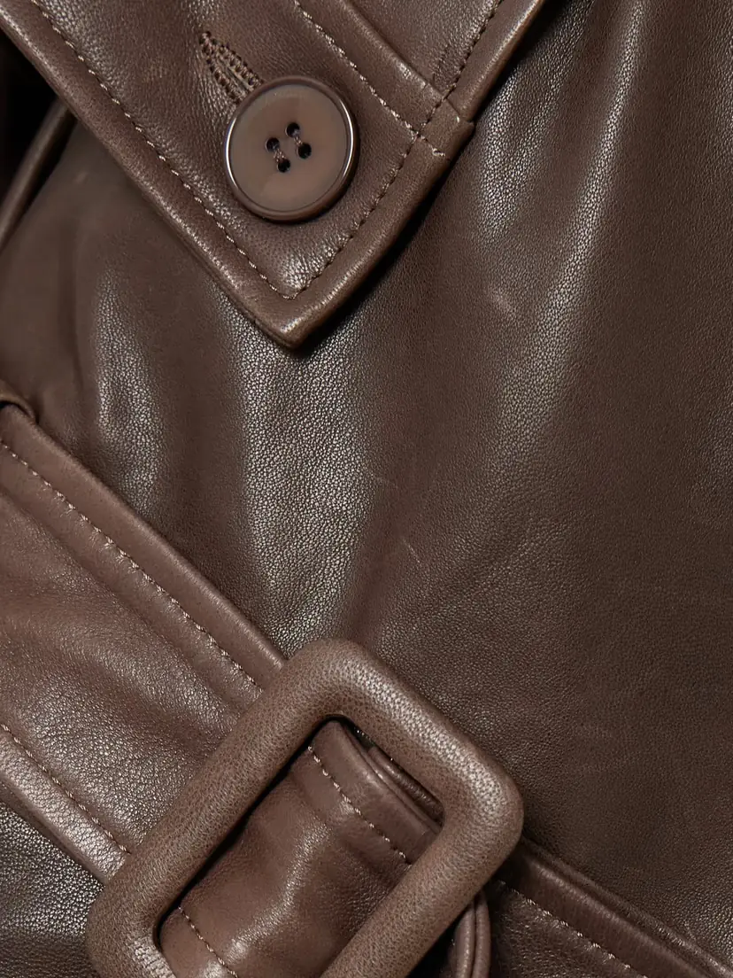 Nour Hammour Valetta Double-breasted Belted Leather Trench Coat | Thumbnail 4 Nour Hammour Valetta Double-breasted Belted Leather Trench Coat | Thumbnail 4