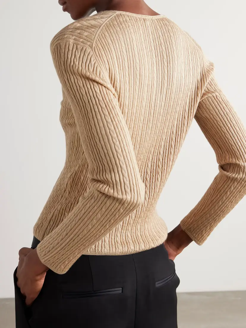Loro Piana Rimella Cable-knit Cashmere And Silk-blend Cardigan - Neutrals | Thumbnail 3
