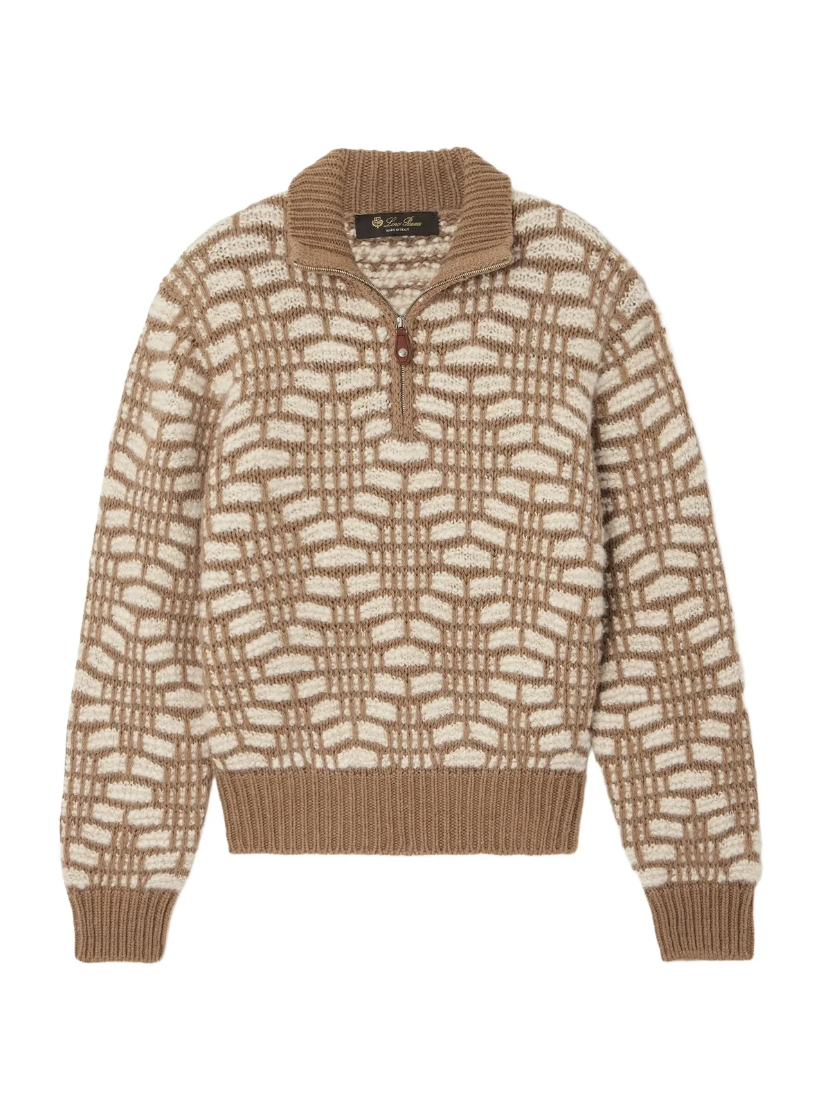 Loro Piana Jacquard-knit Camel-hair Sweater