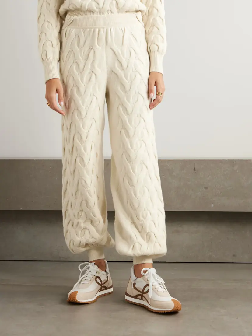 Loro Piana Cable-knit Cashmere Tapered Track Pants | Thumbnail 3