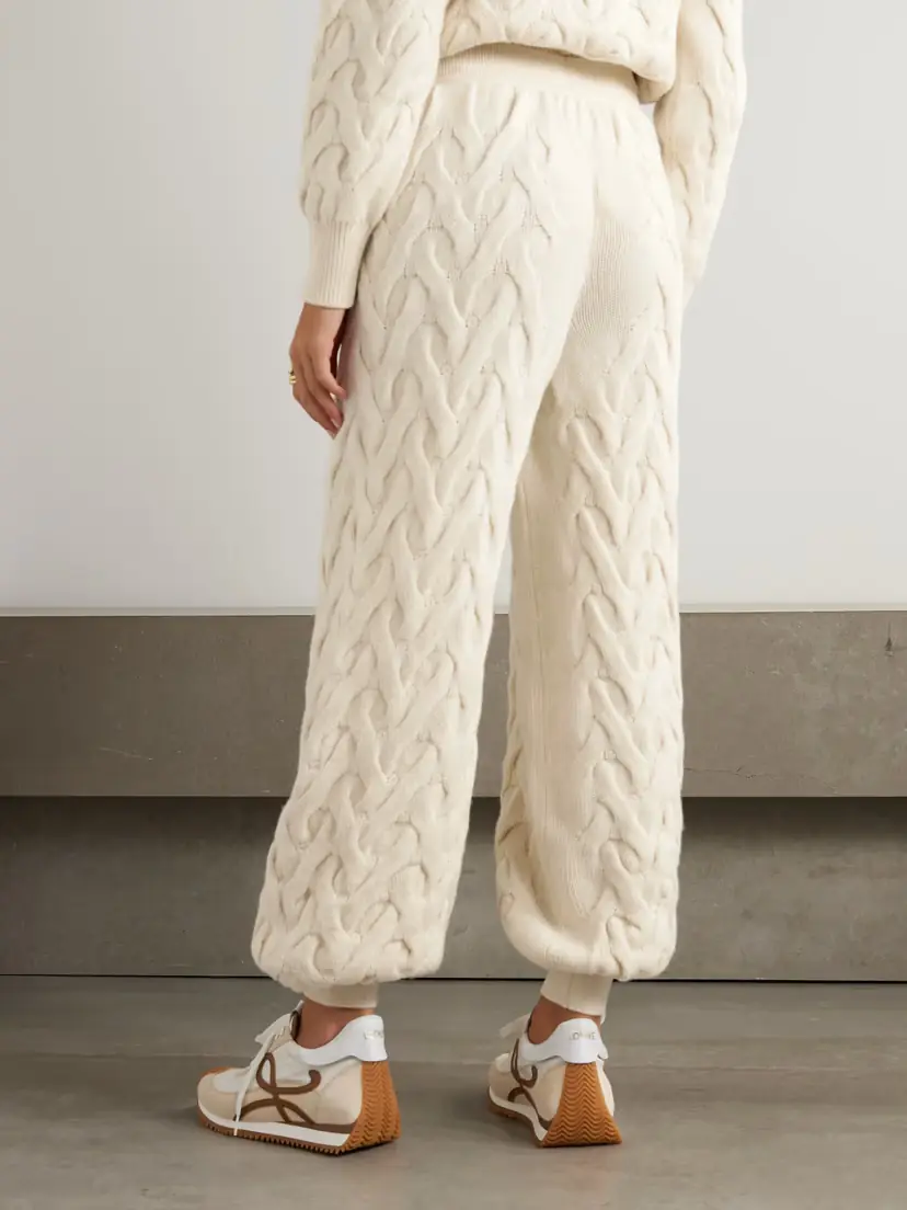 Loro Piana Cable-knit Cashmere Tapered Track Pants | Thumbnail 4