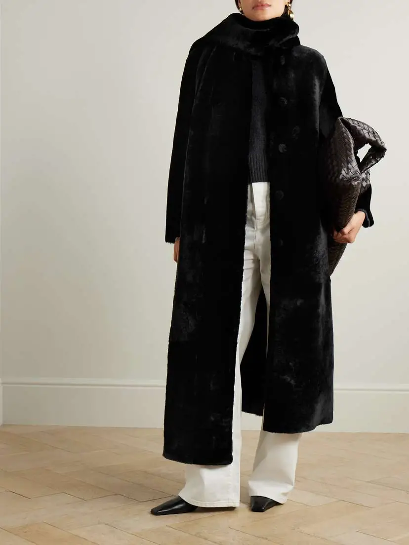 Nour Hammour Daphne Scarf-detailed Shearling Coat | Thumbnail 2 Nour Hammour Daphne Scarf-detailed Shearling Coat | Thumbnail 2