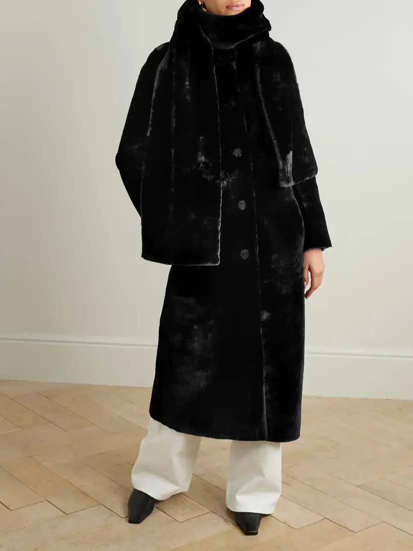 Nour Hammour Daphne Scarf-detailed Shearling Coat | Thumbnail 3 Nour Hammour Daphne Scarf-detailed Shearling Coat | Thumbnail 3