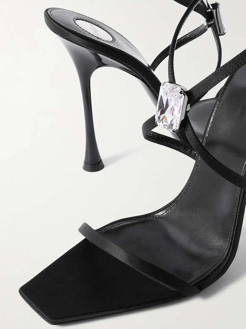 Saint Laurent Harlow Crystal-embellished Satin Sandals | Thumbnail 4 Saint Laurent Harlow Crystal-embellished Satin Sandals | Thumbnail 4