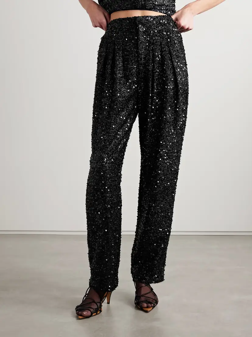 Isabel Marant Aras Pleated Sequined Metallic Tulle Tapered Pants | Thumbnail 3 Isabel Marant Aras Pleated Sequined Metallic Tulle Tapered Pants | Thumbnail 3