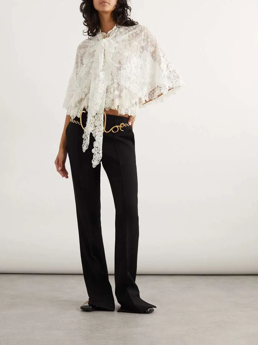 Chloé Cape-effect Knotted Lace Blouse | Thumbnail 2 Chloé Cape-effect Knotted Lace Blouse | Thumbnail 2