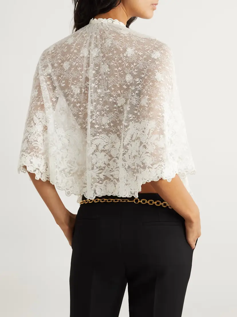 Chloé Cape-effect Knotted Lace Blouse | Thumbnail 3 Chloé Cape-effect Knotted Lace Blouse | Thumbnail 3